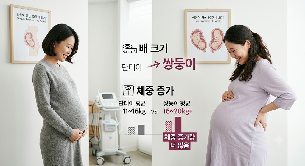 쌍둥이 임신 배 크기